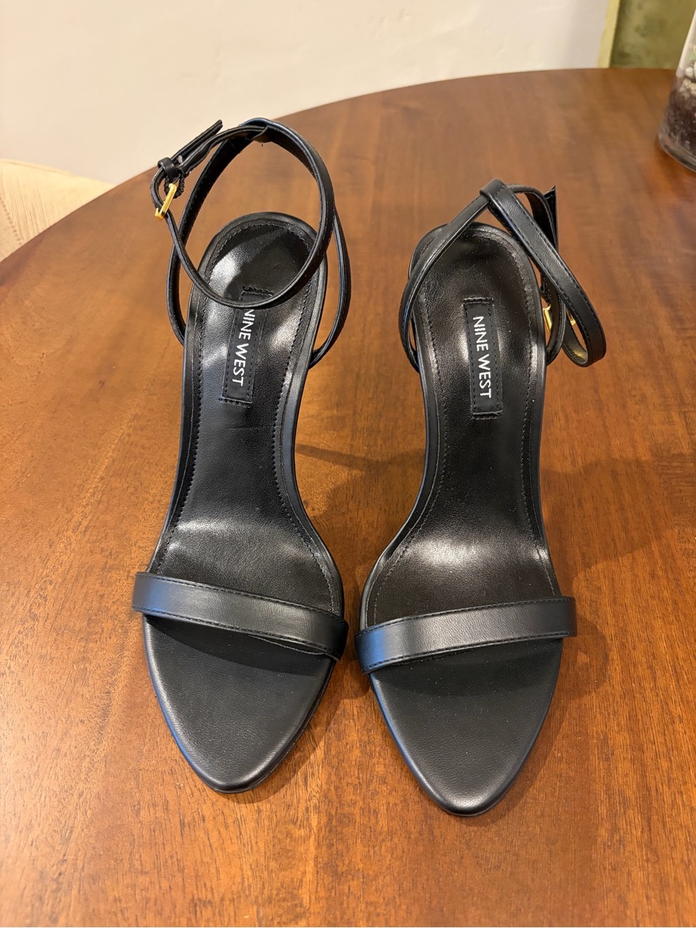 Nine West Black Open-Toe Ankle-Strap Heels